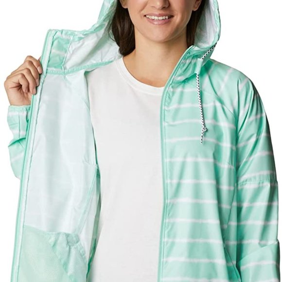 🆕Columbia Women's Side Hill™ Printed Windbreaker, XL-Mint Cay Tie Dye Stripe Pr - Picture 5 of 7